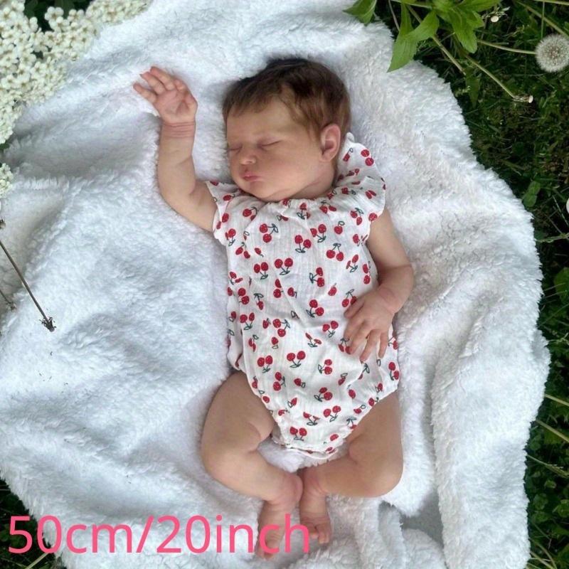 Realistic 50cm 20inches Baby Reborn Doll With Visible Veins And 3D-painting Skin Soft Silicone Sleeping Girl Bebe Cloth Body Toy