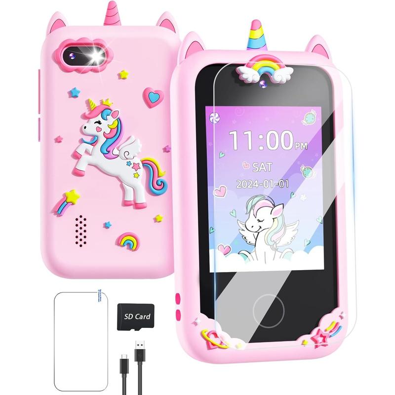 Kids Smart Phone Gifts for Girls Age 6-8 with Camera Christmas Stocking Stuffers for Kids Toy for Age 3 4 5 7 6 8 10 Year Old Birthday Gift Ideas with 8G SD Card (Pink)