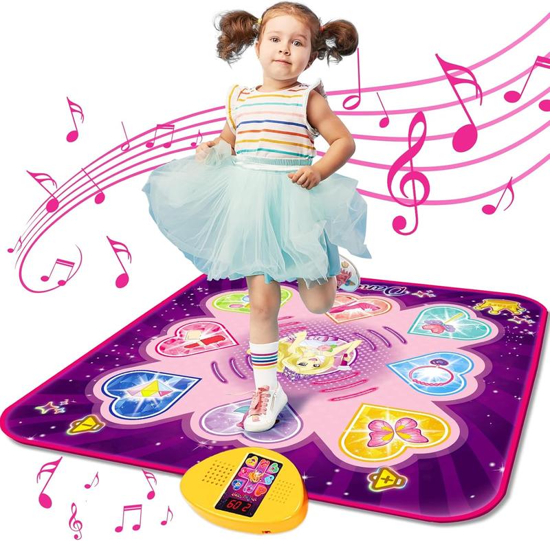 Dance Mat Toys for 3, 4, 5, 6, 7, 8+ Year Old Girls, Music Dancing Pad with 7 Game Modes, LED Lights, Built-in Music, Adjustable Volume, Birthday Gifts for 3-12 Years Old Girls