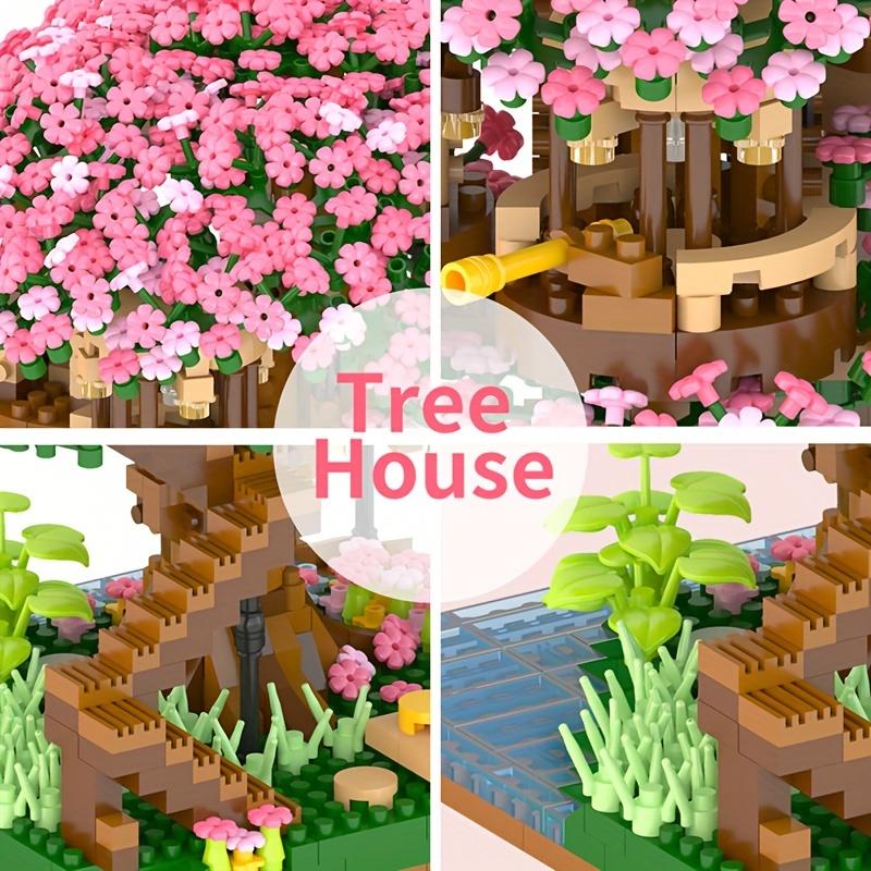 2008pcs Cherry Bonsai Tree Building Sets, Mini Building Blocks Of Cherry Blossom Bonsai Tree Kit, Mini Bricks, Sakura Tree House Toy, Halloween Thanksgiving Day Christmas Gift Easter Gift