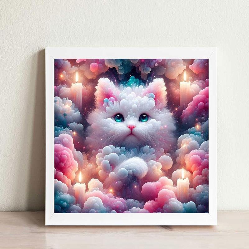 Cat Pattern DIY Diamond Arts Colorful Painting Kit without Frame, 5D Diamond Decor Painting by Numbers Kit, DIY Wall Art Decor