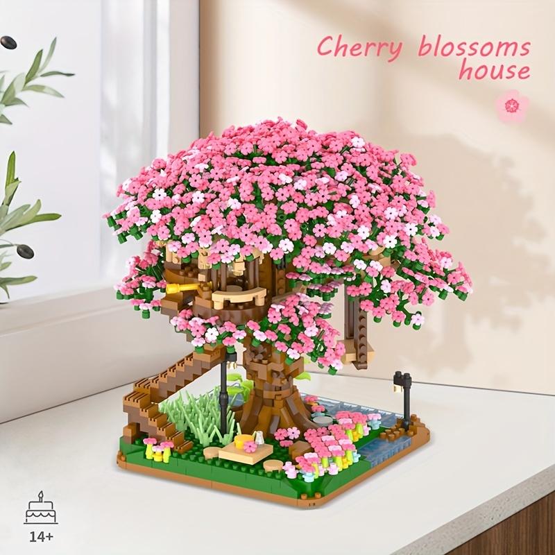 2008pcs Cherry Bonsai Tree Building Sets, Mini Building Blocks Of Cherry Blossom Bonsai Tree Kit, Mini Bricks, Sakura Tree House Toy, Halloween Thanksgiving Day Christmas Gift Easter Gift