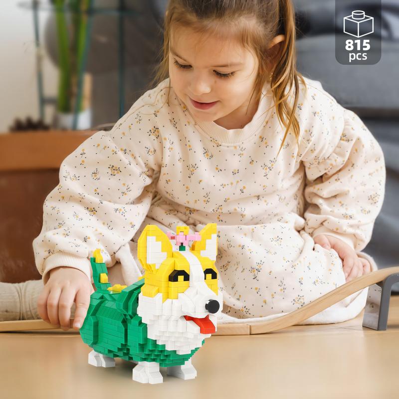 Nidonu-Cute Animal Corgi Dog Micro Mini Building Blocks, Micro Bricks Building Toys , Party for Kids 6+, Birthday Gift, Carnival Prizes 815 PCS