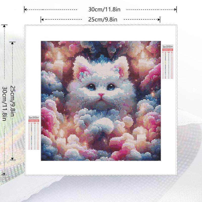 Cat Pattern DIY Diamond Arts Colorful Painting Kit without Frame, 5D Diamond Decor Painting by Numbers Kit, DIY Wall Art Decor