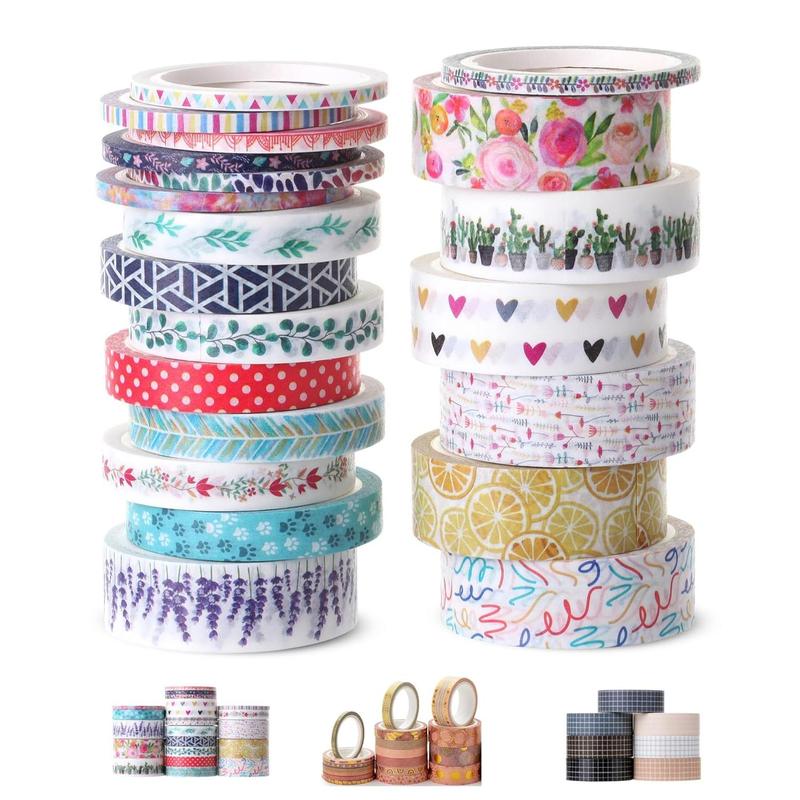 Washi Tape Set  21 Rolls  Decorative Cute Floral Washi Tape for Bible Journaling Bullet Journal Supplies