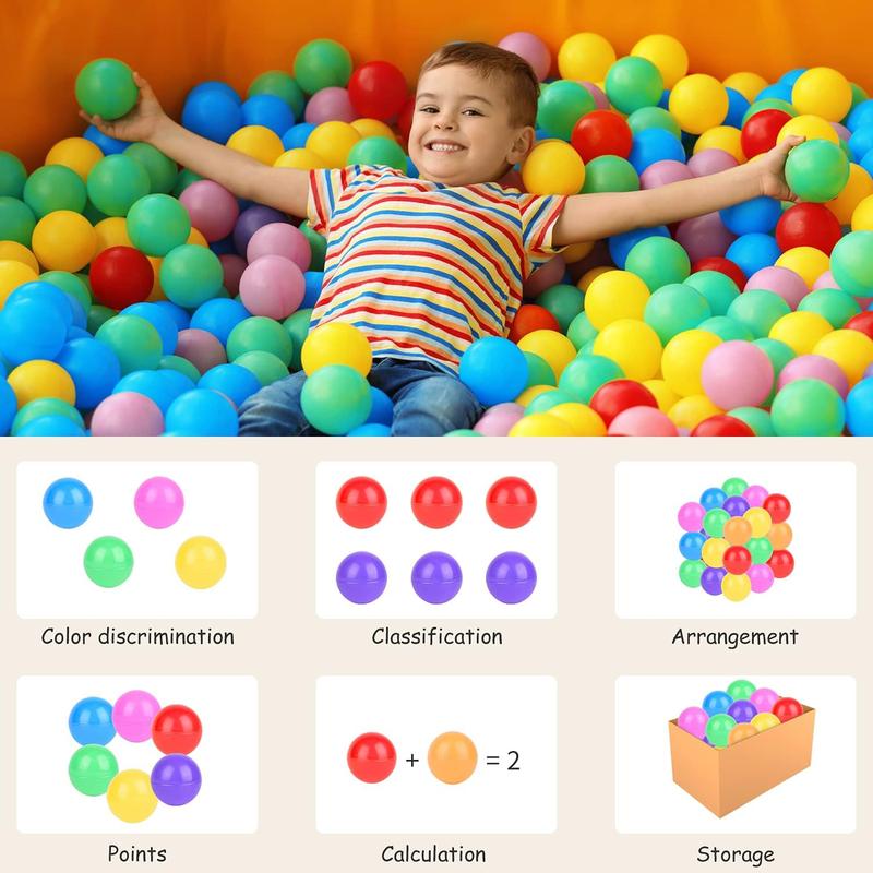 7 Colors Ball Pit Balls - Phthalate Free & BPA Free - Crush Proof & Reusable - Kids Play Toys with Storage Bag