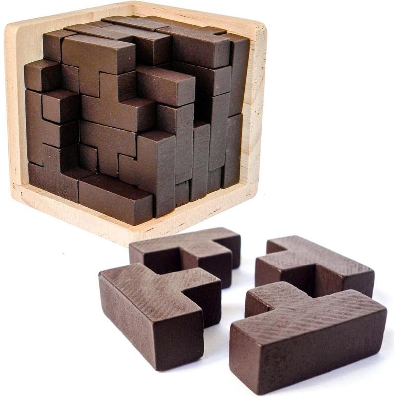 3D Wooden  Teaser Puzzle: Engaging 3D Puzzle Box for  8-12 & Adults, Desk Toys Delight, Challenging  & Wooden Puzzles for Adult  Boost (Brown)