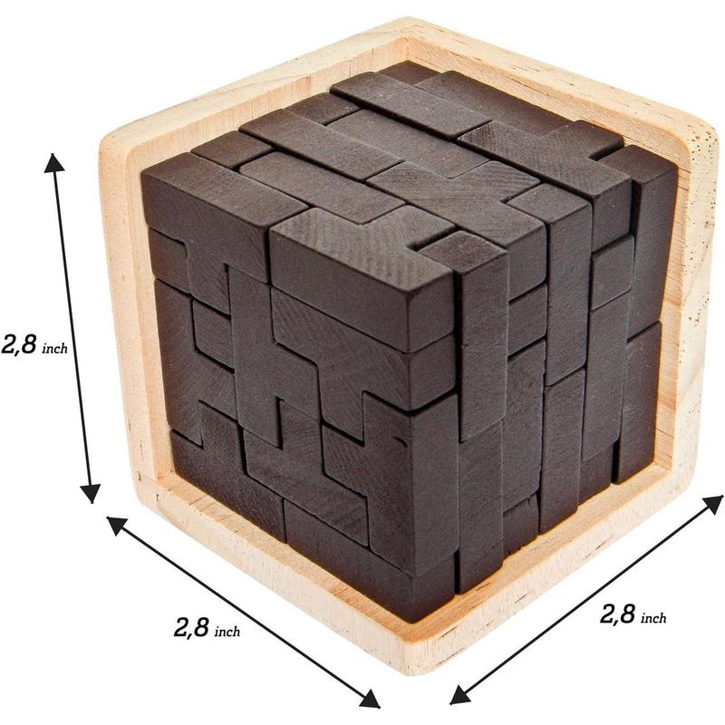 3D Wooden  Teaser Puzzle: Engaging 3D Puzzle Box for  8-12 & Adults, Desk Toys Delight, Challenging  & Wooden Puzzles for Adult  Boost (Brown)