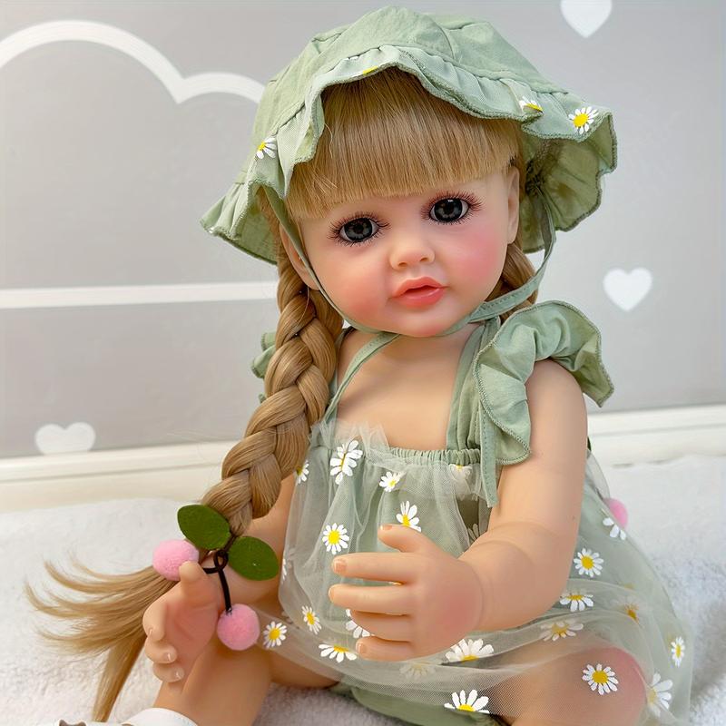 22inch 55cm Reborn Baby Doll Newborn Baby Lifelike Soft Touch Long Hair Princess Girl Full Vinly Baby Dolls Kids Birthday Christmas  New Year Gifts Halloween, Christmas Gift