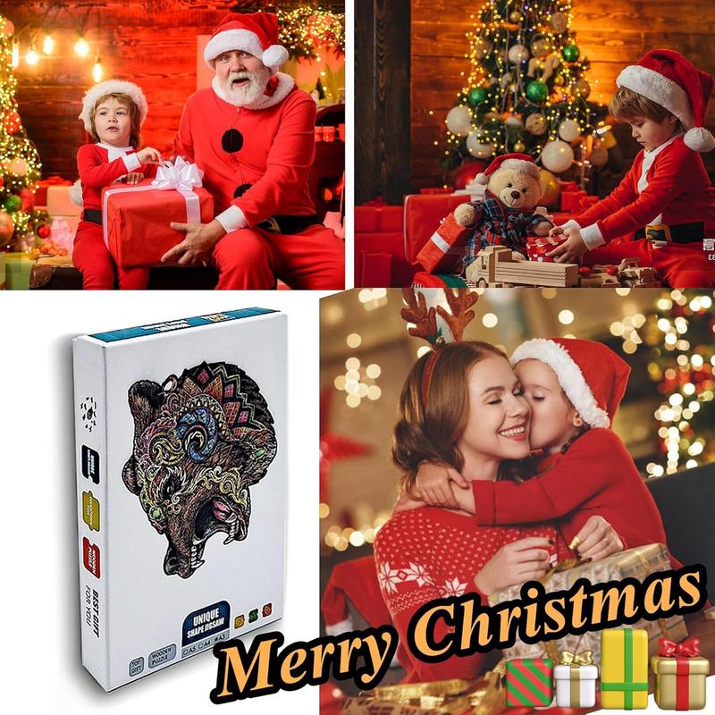 Wooden Jigsaw Puzzle for Adults,Bear Animals Shaped Magic Puzzle Pieces Best Gift for Adults,Can be Used as a Cool Mouse Pad,233pcs,(13.77 * 13.58 inches)