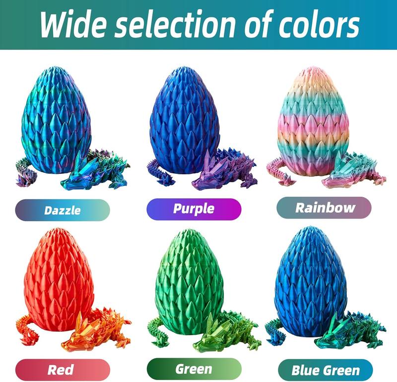 3D Printed Dragon Egg, Mystery Crystal Dragon Egg Fidget Toys Surprise, Easter Eggs Mythical Dragon Eggs with Dragon Inside, Articulated Crystal Fidget Toys for Kid