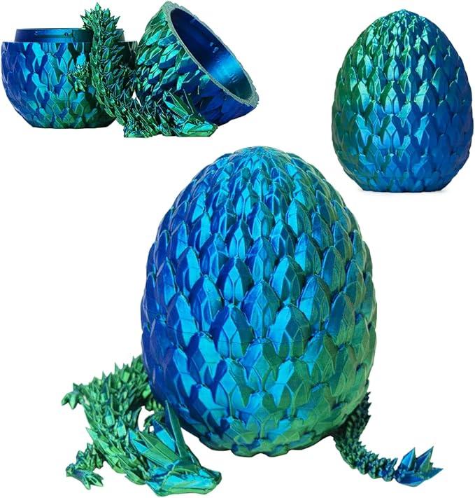 3D Printed Dragon Egg, Mystery Crystal Dragon Egg Fidget Toys Surprise, Easter Eggs Mythical Dragon Eggs with Dragon Inside, Articulated Crystal Fidget Toys for Kid