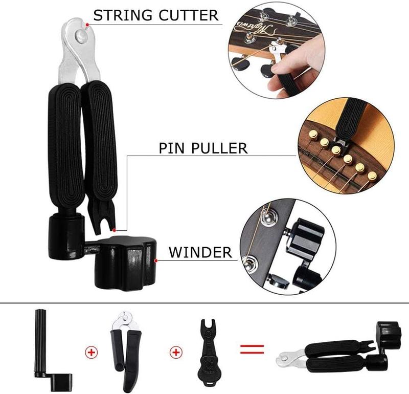 66PCS Guitar Accessories Kit with Acoustic Strings, Picks, Capo, Winder & Cutter, Tuner, and Bones