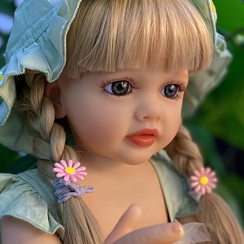 22inch 55cm Reborn Baby Doll Newborn Baby Lifelike Soft Touch Long Hair Princess Girl Full Vinly Baby Dolls Kids Birthday Christmas  New Year Gifts Halloween, Christmas Gift