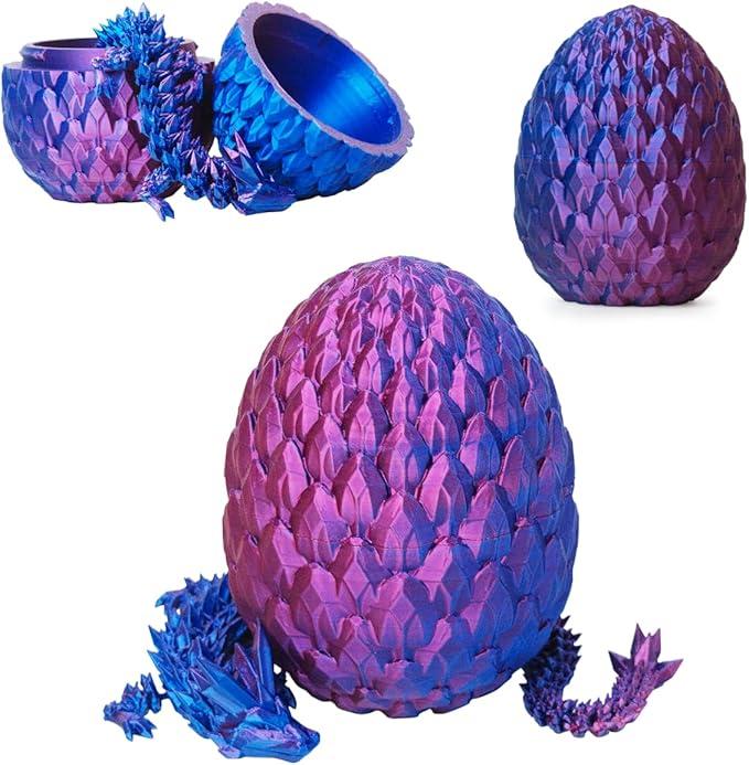 3D Printed Dragon Egg, Mystery Crystal Dragon Egg Fidget Toys Surprise, Easter Eggs Mythical Dragon Eggs with Dragon Inside, Articulated Crystal Fidget Toys for Kid