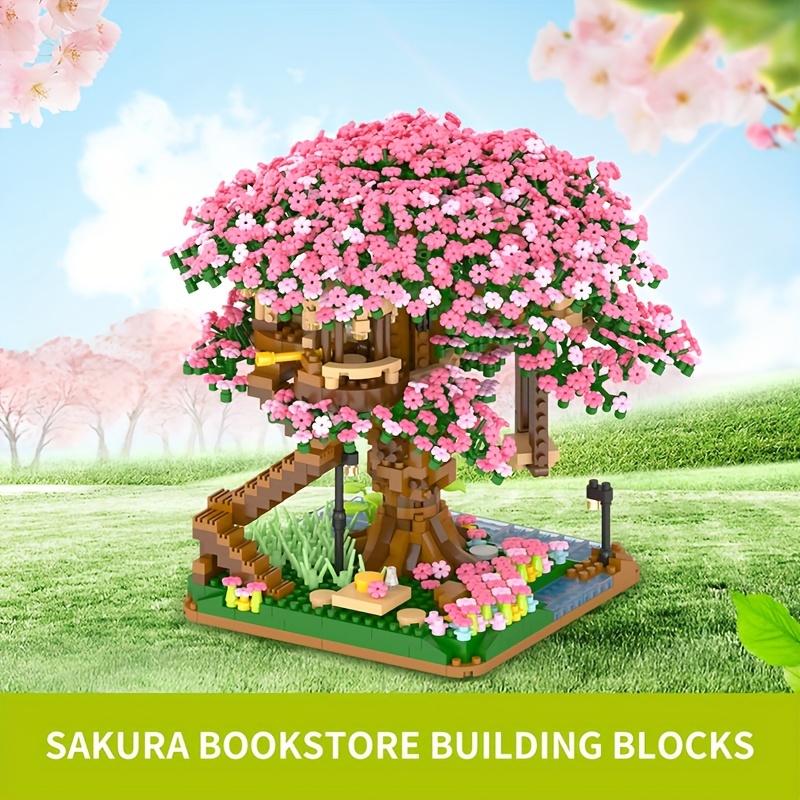 2008pcs Cherry Bonsai Tree Building Sets, Mini Building Blocks Of Cherry Blossom Bonsai Tree Kit, Mini Bricks, Sakura Tree House Toy, Halloween Thanksgiving Day Christmas Gift Easter Gift