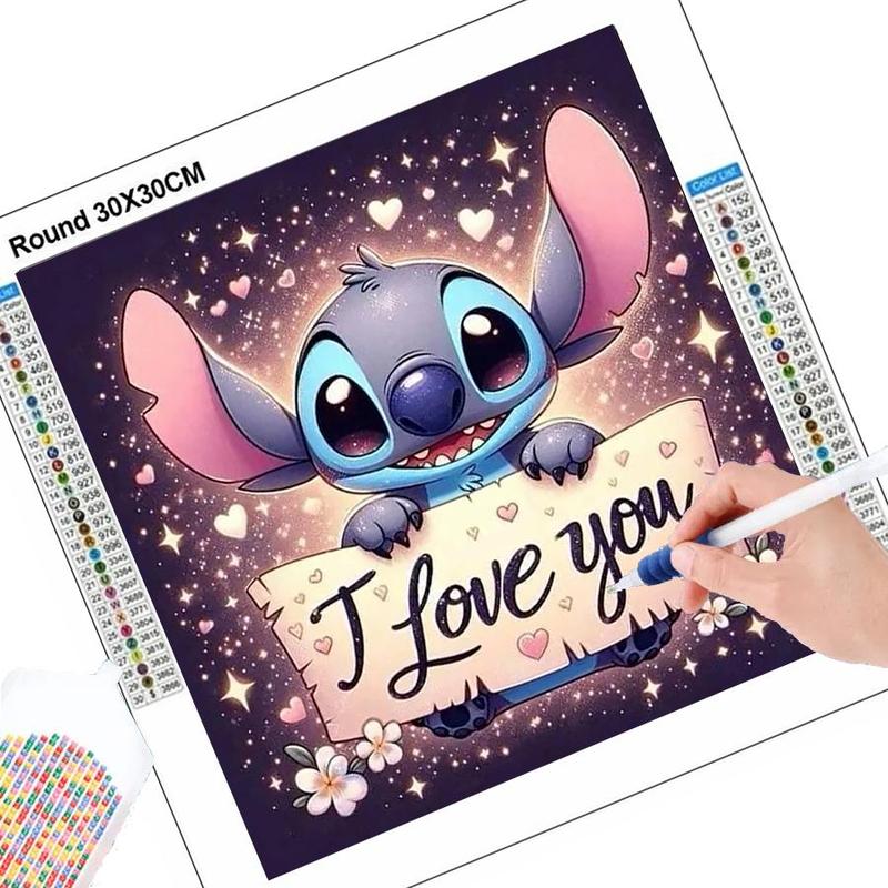 Cartoon Stitch Pattern DIY Diamond Arts Colorful Painting Kit without Frame, DIY 5D Diamond Arts Colorful Painting Kit, Wall Art Decor for Home