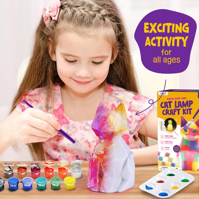 Paint Your Own Cat Lamp Kit, Art Supplies Arts & Crafts Kit, Painting kit for Kids 6-12, Arts and Crafts for Kids Ages 8-12, Toys Girls Boy Birthday Gift Ages 4 5 6 7 8 9 10 11 12+