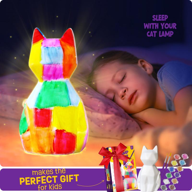 Paint Your Own Cat Lamp Kit, Art Supplies Arts & Crafts Kit, Painting kit for Kids 6-12, Arts and Crafts for Kids Ages 8-12, Toys Girls Boy Birthday Gift Ages 4 5 6 7 8 9 10 11 12+