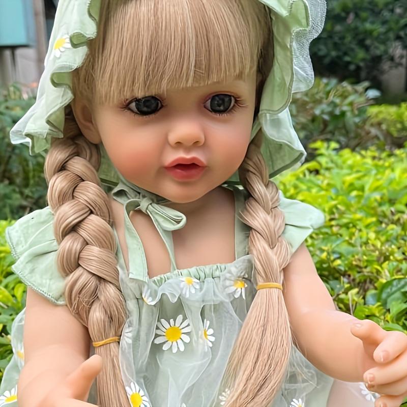 22inch 55cm Reborn Baby Doll Newborn Baby Lifelike Soft Touch Long Hair Princess Girl Full Vinly Baby Dolls Kids Birthday Christmas  New Year Gifts Halloween, Christmas Gift