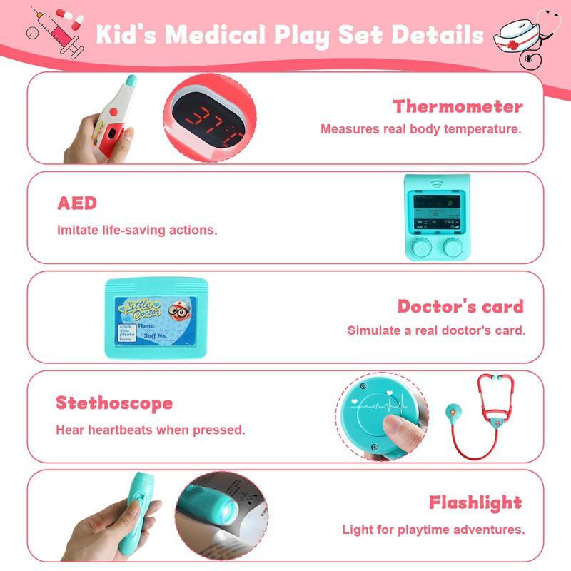 Doctor Pretend Play Toy Set, 1 Set Doctor Role Play Toy with with Medical Cart & Clothing & Stethoscope, Doctor Dress Up Toy, Pretend Play Toy for Kids