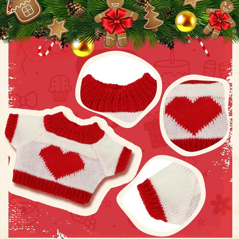 Bencailor 10 Pieces Christmas Elf Doll Clothes Set Elf Clothes Christmas Elf Accessories Winter Christmas Elf Outfits Elf Knitted Clothing Santa Clothing Sweater for Doll Accessories(Cute Style)