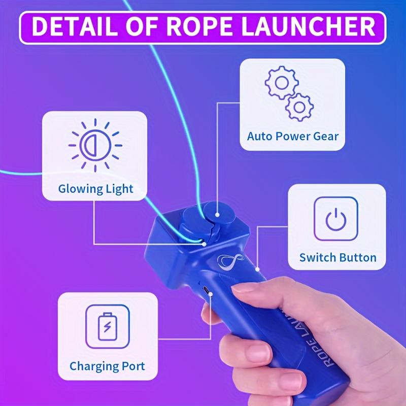 Rechargeable Glow-in-the-Dark USB Handheld Electric Rope Launcher - String Shooter Toy, Loop Fidget Toy, Fun Party Favor And Novelty Gift