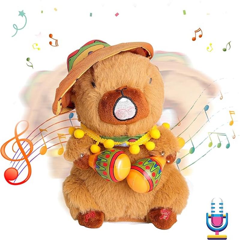 Capibara Dancing Talking Mimicking Toys, 10 English Songs Singing Musical Plush Stuffed Animals Toy, Mimic Repeats What You Say Girls Easter Gift