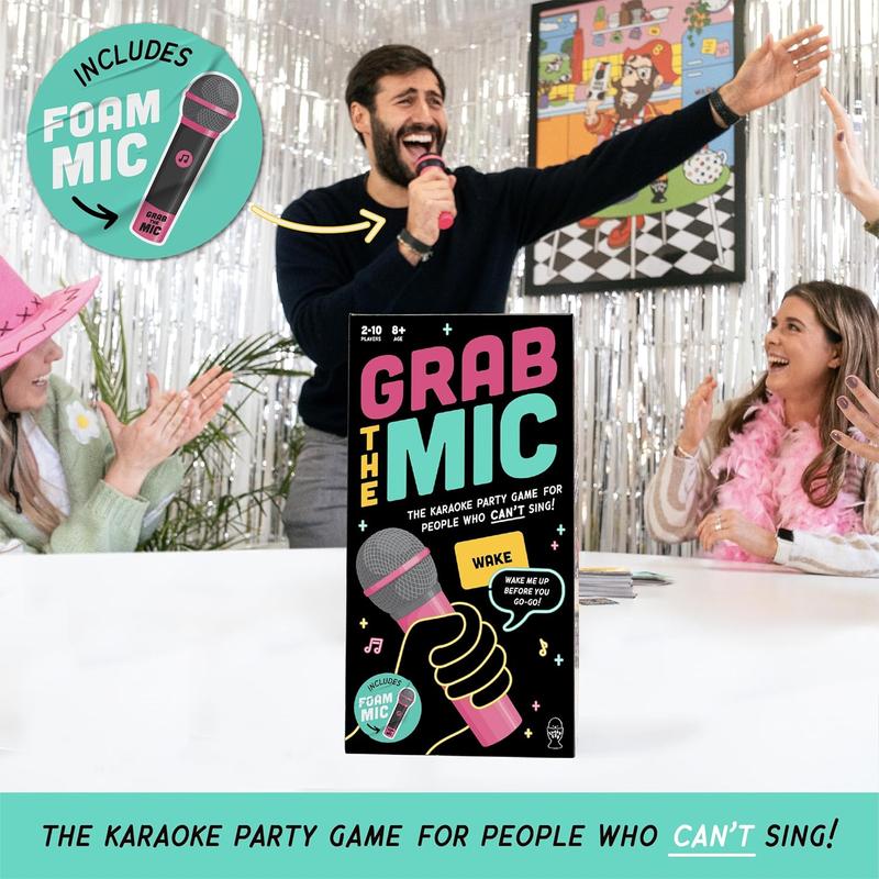 Lucky Egg Exciting Grab The Mic - The Family Karaoke Game 8+ Year Olds, 2-10 Players - Board Game for Bad Singers - 250 Lyric Cards for Fun Hilarious Games Night, Birthday Party, Kids Gift