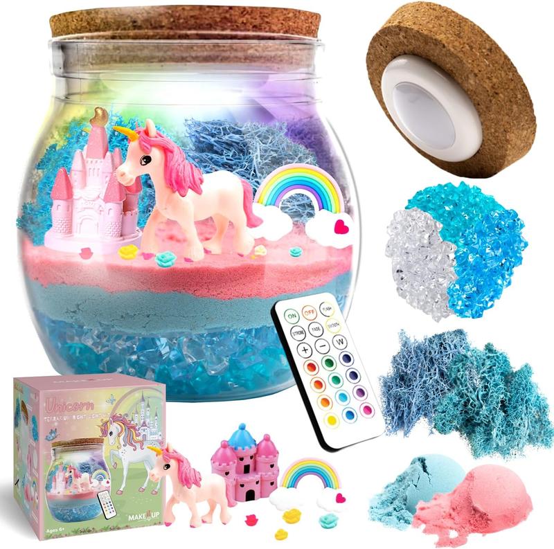 Unicorn Light Up Terrarium Kit - DIY Crystal Growing Kit for Kids - Unicorn Toys Craft Kit for Girls Age 4-12