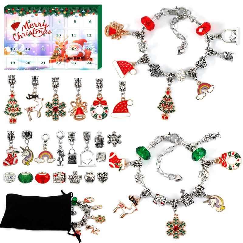 Advent Calendar 2024, Charm Bracelet Making Kit for Girls 24 Days Christmas Countdown Calendar with DIY Jewelry Supplies Surprise Xmas Gifts