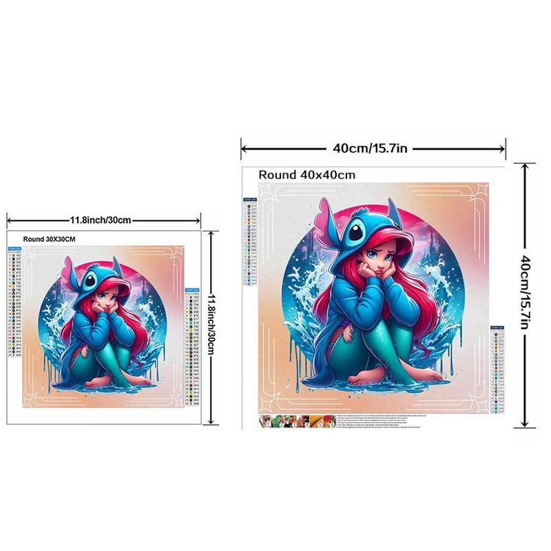 5D DIY Cartoon Mermaid Pattern Diamond Arts Colorful Painting Kit without Frame, 1 Set Decorative Art Diamond Arts Colorful Painting for Beginner