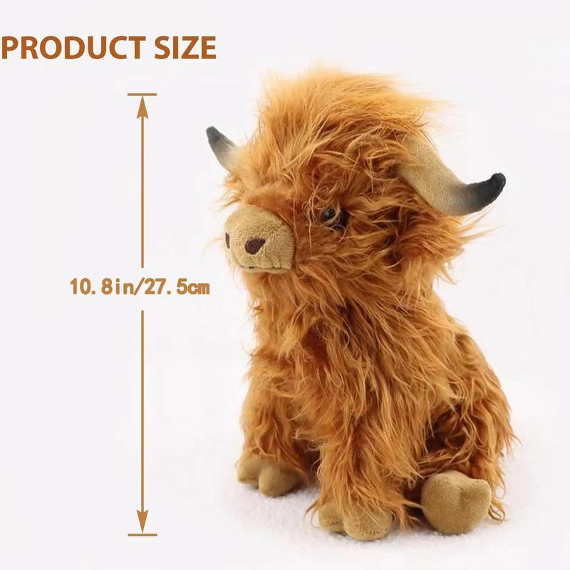 27.5cm simulation highland cow stuffed doll, cute highland cow stuffed toy, gift for children, room decoration toy