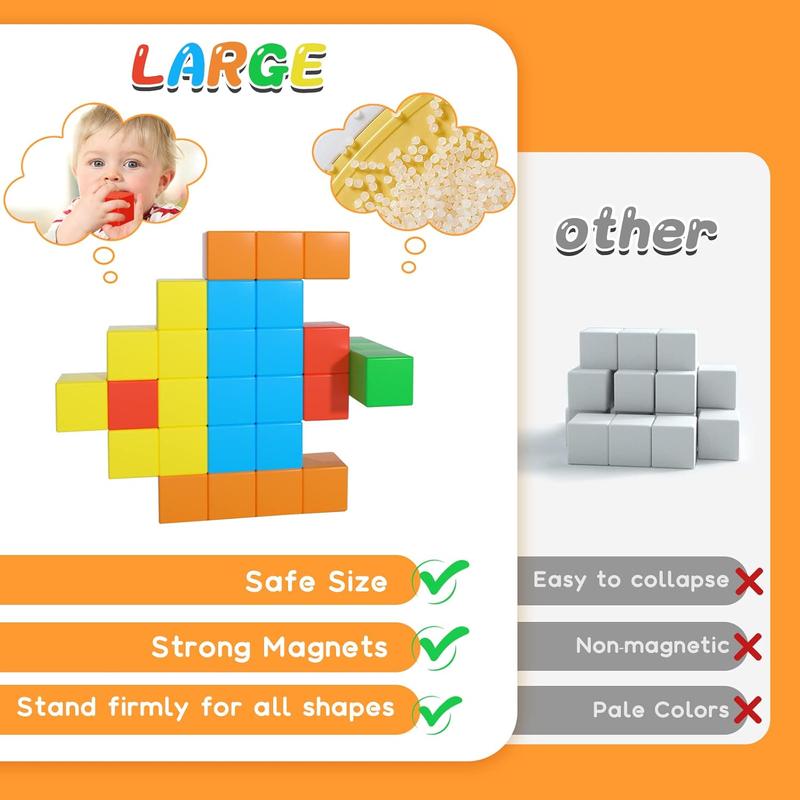 1.41 inch Magnetic Blocks Toddlers Toys for 3 4 5 6 7+ Year Olds Girls Boys Large Magnetic Building Blocks for Kids Age 3-5 STEM Magnetic Cubs Toy for Age 4-8 Children Christmas Birthday Gifts