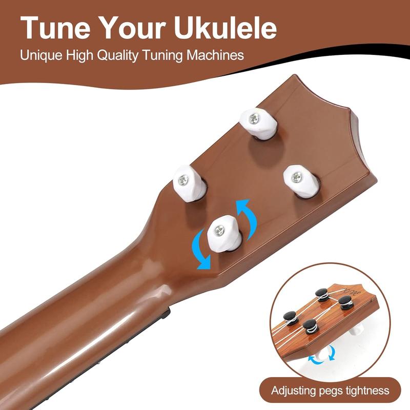 Raimy 17in Ukulele Guitar - 4 Strings Mini Guitar Children Musical Instruments Educational Toys with Picks