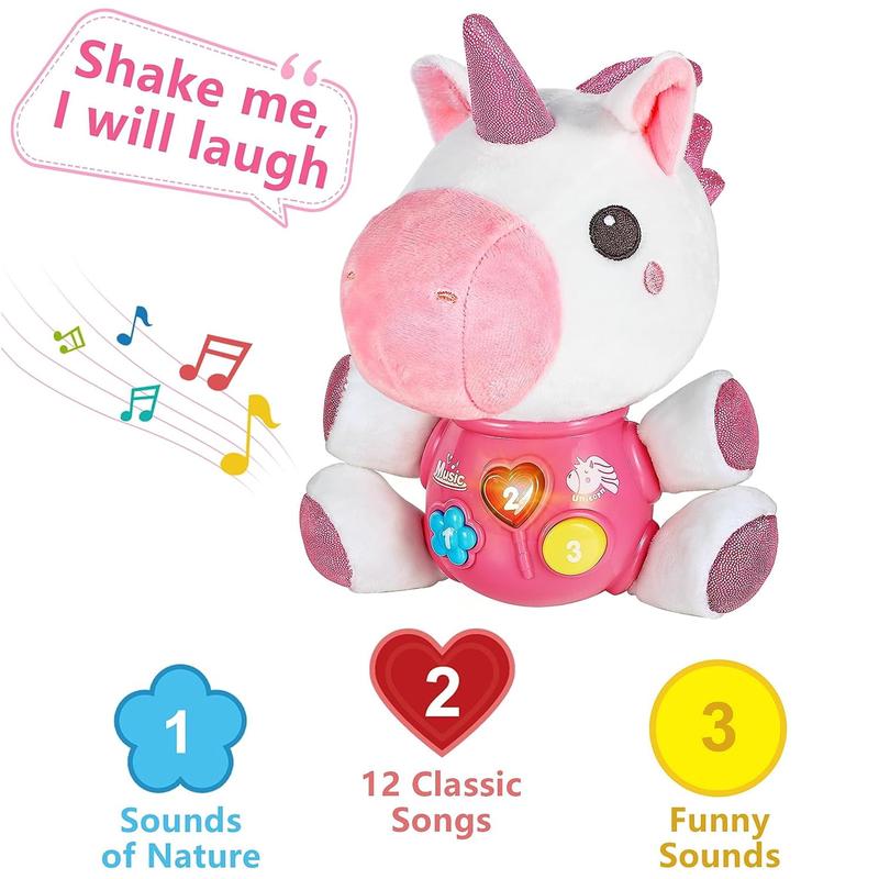 Soft Plush Stuffed Relief Toys, Light Up Musical Learning Toys, Promotes Development Toy for Kids