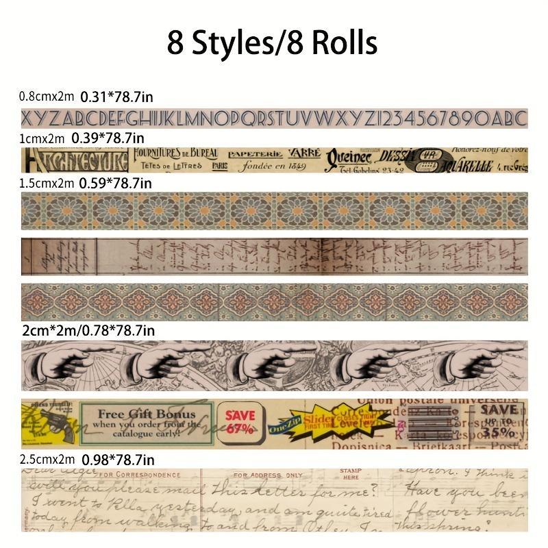 8pcs Vintage Style Tape Set, Decorative Adhesive For DIY Craft, Gift Wrapping, Scrapbooking, Office Stationery & Supplies