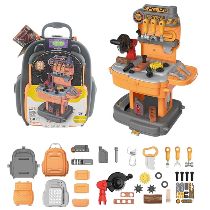 30 Piece Kids Tool Set – Portable Workbench & Backpack Combo for Boys & Girls Ages 3-5, Ideal for Imaginative Play and Building Early Skills