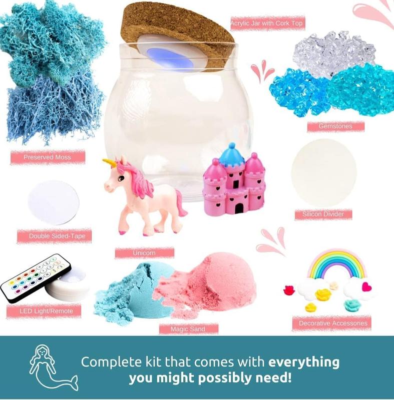 Unicorn Light Up Terrarium Kit - DIY Crystal Growing Kit for Kids - Unicorn Toys Craft Kit for Girls Age 4-12