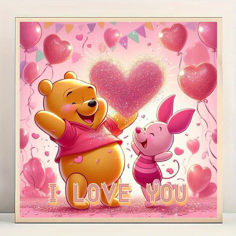 Cartoon Winnie The Pooh Pattern Diamond Arts Colorful Painting Kit without Frame, DIY 5D Diamond Arts Crafts Kit, Wall Art Decorations for Home