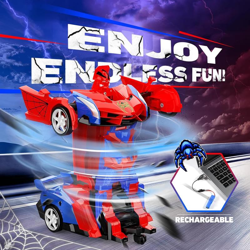 Transform Remote Control Car for Boys 4-7: Spider RC Cars Transforming Robot Toys for Kids Toys for 3 4 5 6 7 8 Year Old Boys Christmas Birthday Gifts for Boys Ages 4-6 8-12