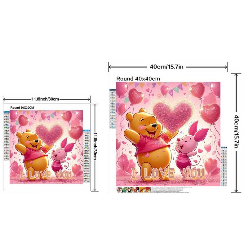 Cartoon Winnie The Pooh Pattern Diamond Arts Colorful Painting Kit without Frame, DIY 5D Diamond Arts Crafts Kit, Wall Art Decorations for Home