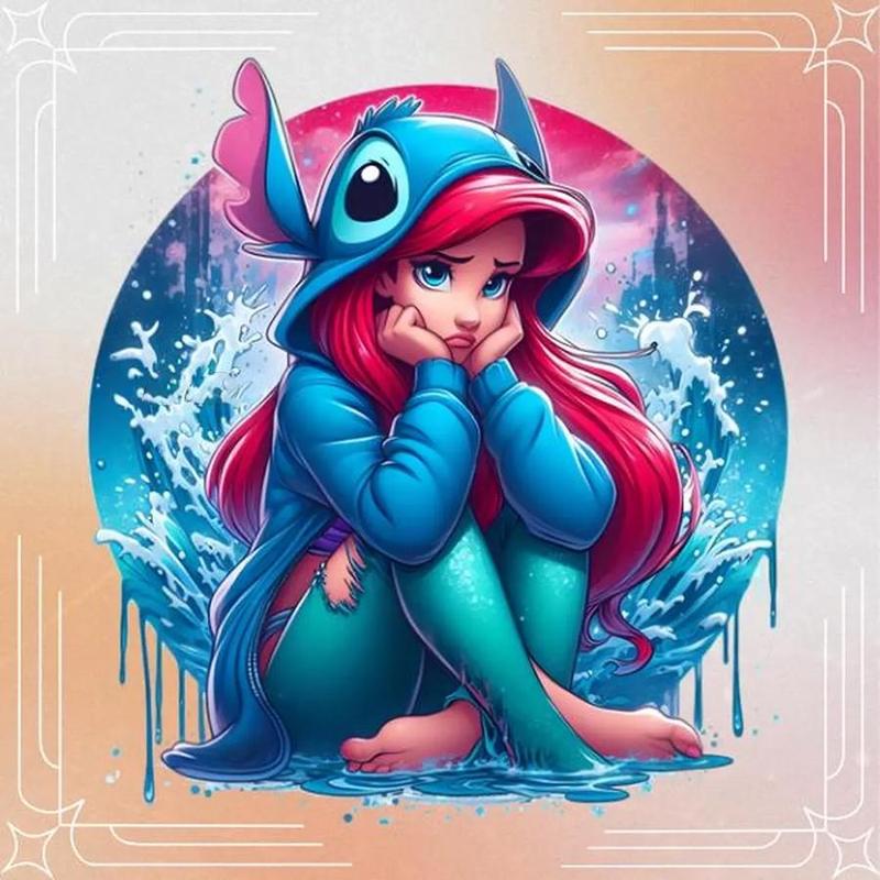 5D DIY Cartoon Mermaid Pattern Diamond Arts Colorful Painting Kit without Frame, 1 Set Decorative Art Diamond Arts Colorful Painting for Beginner