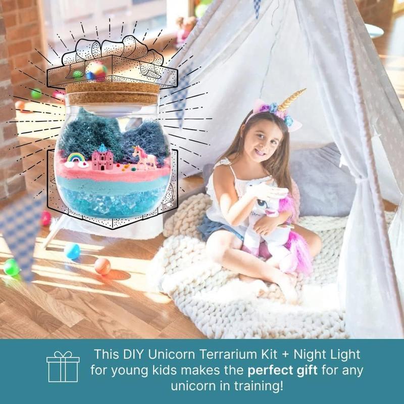 Unicorn Light Up Terrarium Kit - DIY Crystal Growing Kit for Kids - Unicorn Toys Craft Kit for Girls Age 4-12