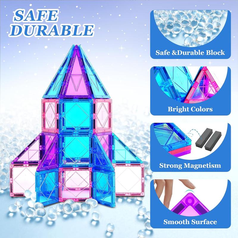 Magnetic Tiles Magnetic Building Blocks for Kids Ages 3+ Frozen Princess Castle Building Toys for Toddlers Christmas Birthday Gifts Toys for 3 4 5 6 7 8+Year Old Boys Girls