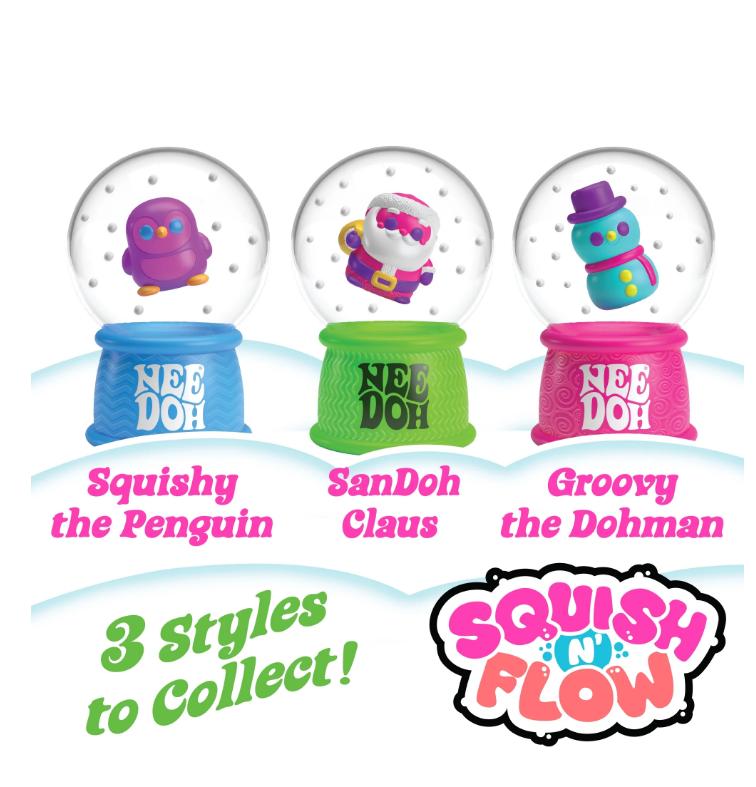 NeeDoh Squishmas Snow Globe, Holiday Stocking Stuffer Christmas Novelty Toy