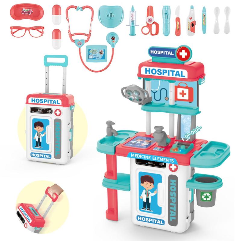 Doctor Pretend Play Toy Set, 1 Set Doctor Role Play Toy with with Medical Cart & Clothing & Stethoscope, Doctor Dress Up Toy, Pretend Play Toy for Kids