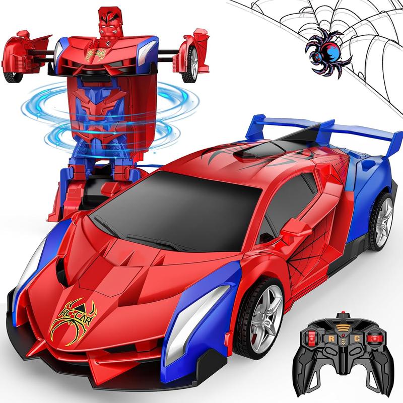 Transform Remote Control Car for Boys 4-7: Spider RC Cars Transforming Robot Toys for Kids Toys for 3 4 5 6 7 8 Year Old Boys Christmas Birthday Gifts for Boys Ages 4-6 8-12