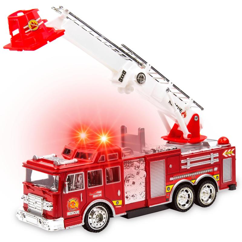 Toysery Fire Truck Toy with Flashing Lights & Siren Sounds for Kids