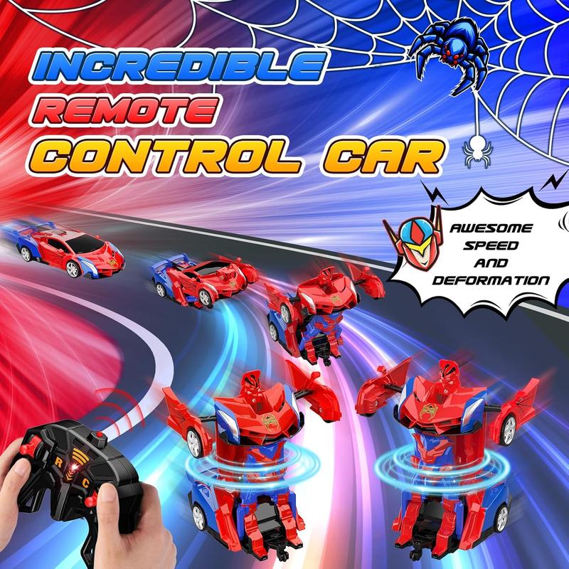 Transform Remote Control Car for Boys 4-7: Spider RC Cars Transforming Robot Toys for Kids Toys for 3 4 5 6 7 8 Year Old Boys Christmas Birthday Gifts for Boys Ages 4-6 8-12